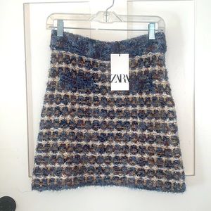 Zara blue and gold knit skirt